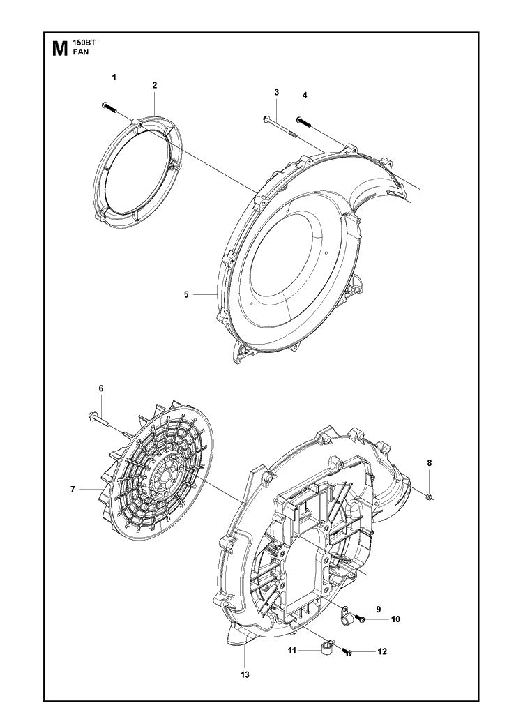 Fan Diagram and Parts List for  Husqvarna Leaf Blower / Vacuum