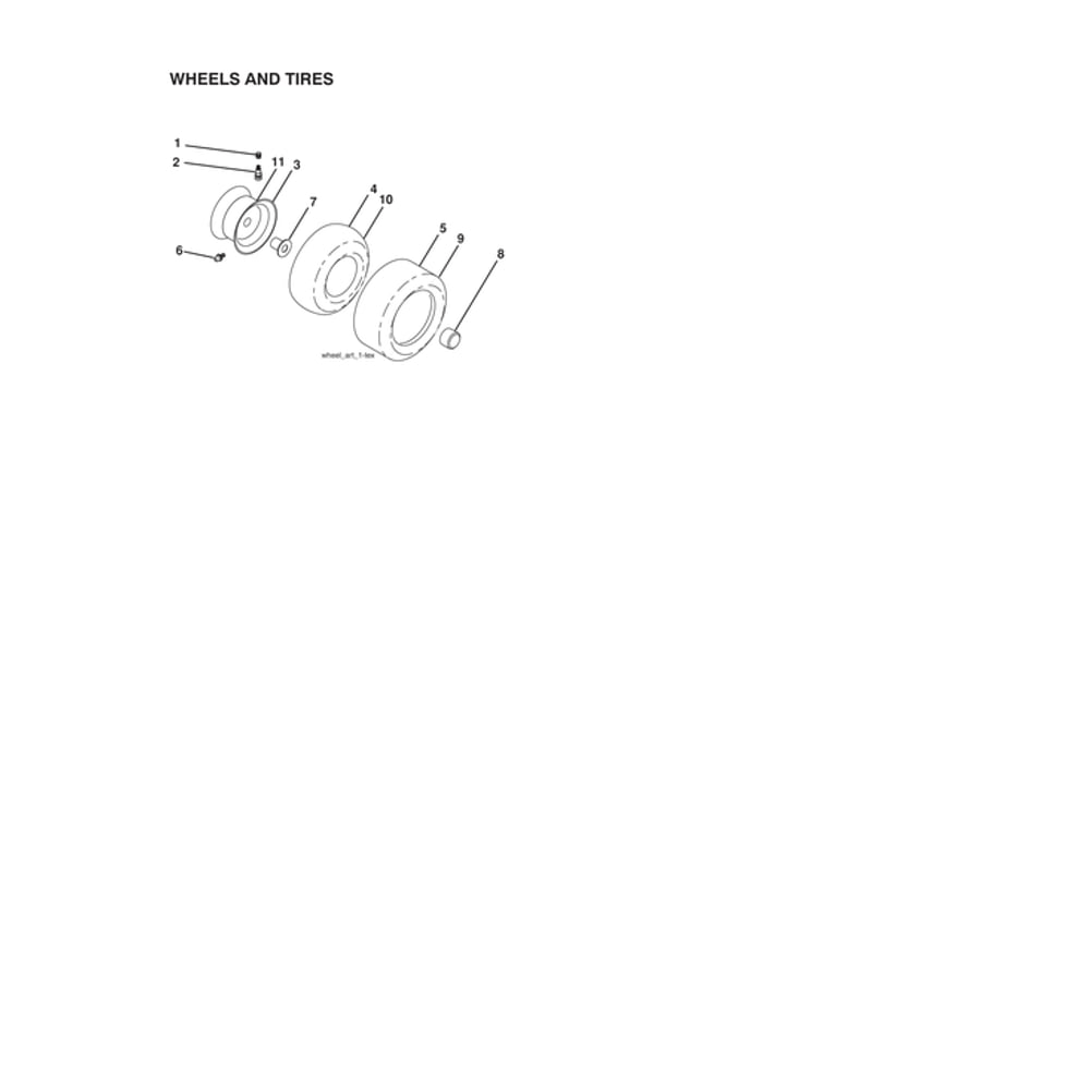Wheels & Tires Diagram and Parts List for  Husqvarna Lawn Tractor