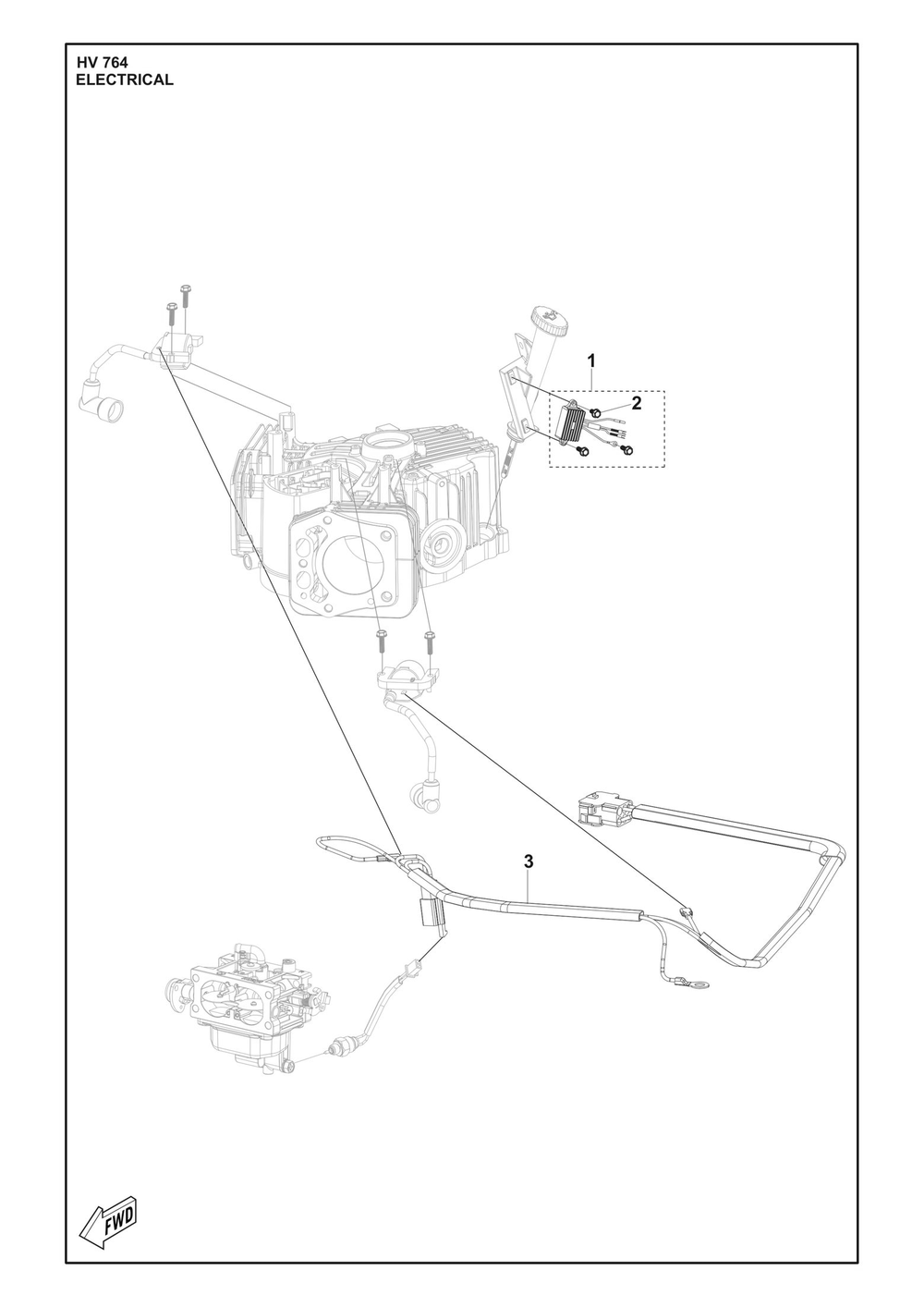 Electrical Diagram and Parts List for  Husqvarna Engine