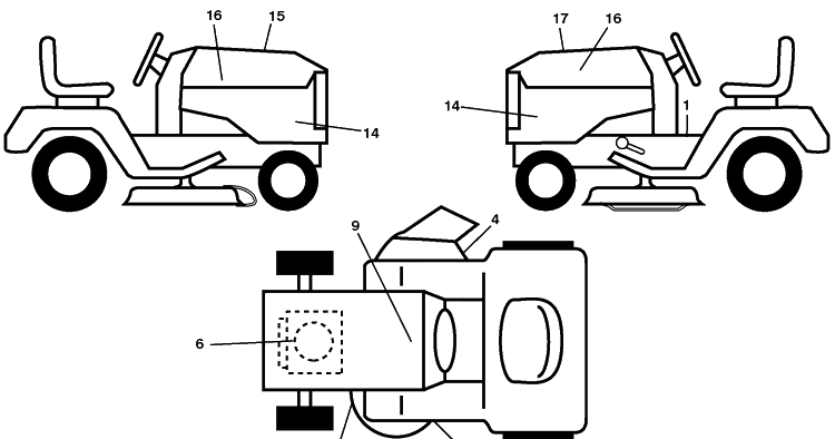 Decals Diagram and Parts List for (96043008601)(2010-04) Husqvarna Lawn Mower