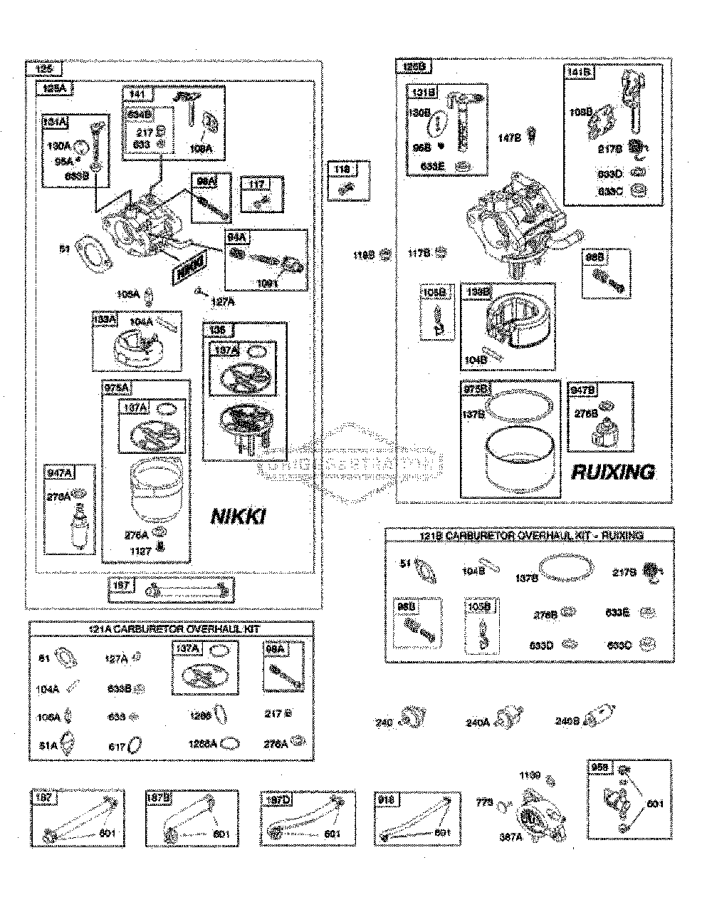 Carburetor/fuel supply Diagram and Parts List for  Husqvarna Lawn Tractor