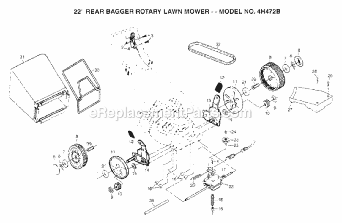 Page B Diagram and Parts List for 1999 And Before Husqvarna Lawn Mower