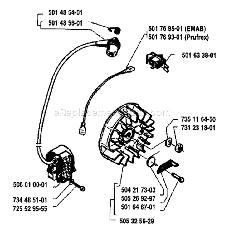 Page E Diagram and Parts List for 1983-01 Husqvarna Chainsaw