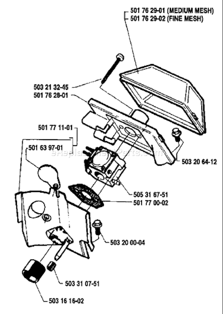 Page A Diagram and Parts List for 1990-01 Husqvarna Chainsaw