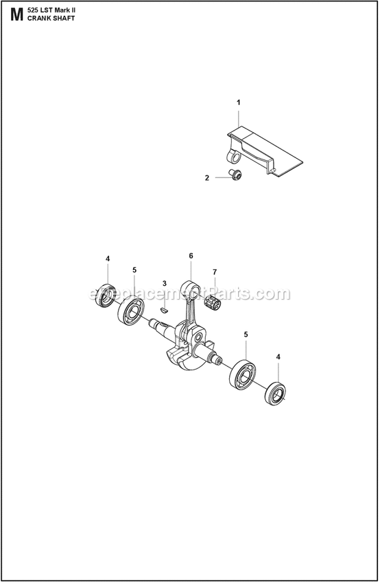 Crankshaft Diagram and Parts List for  Husqvarna Trimmer