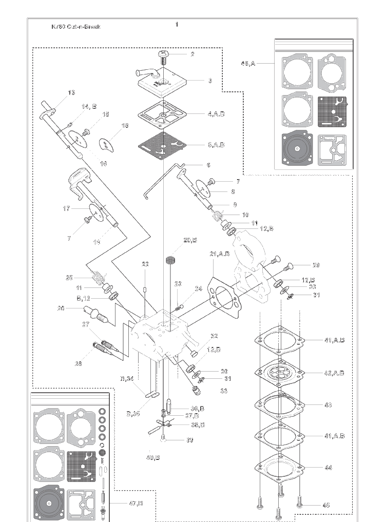 Carburettor And Gasket Kit Carburettor Diagram and Parts List for 2009-11 Husqvarna Table Saw Accessories
