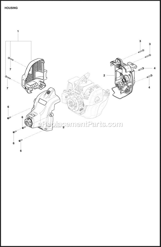 Housing Diagram and Parts List for  Husqvarna Trimmer