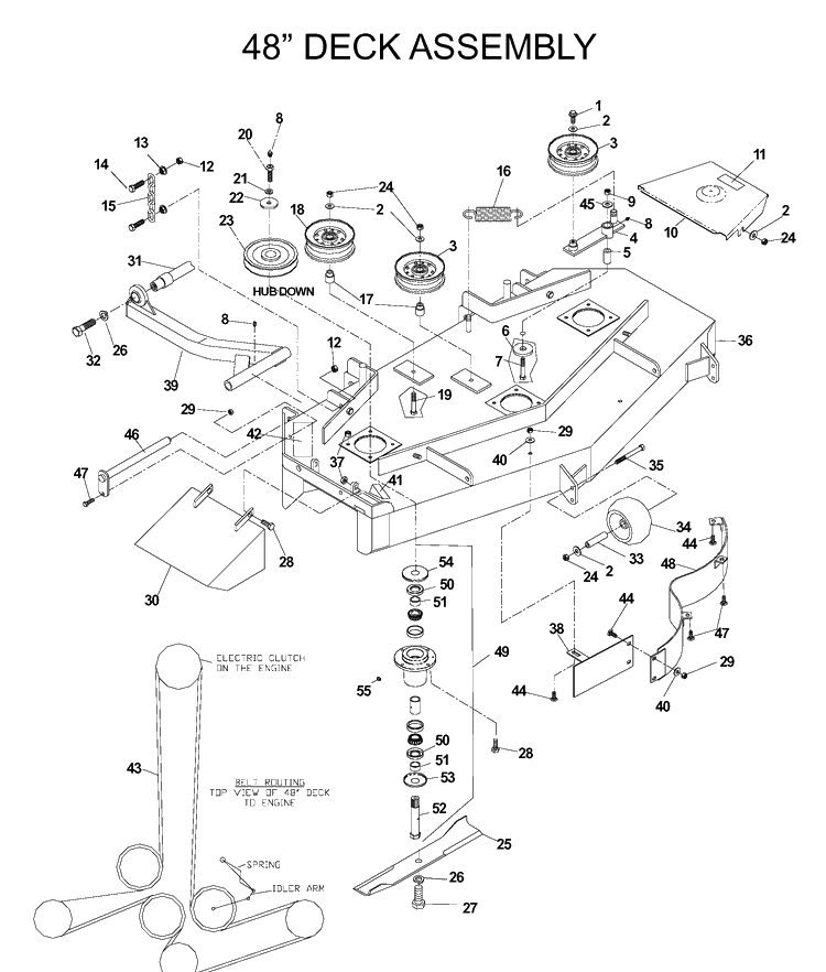 48 Inch/122cm Cutting Deck Diagram and Parts List for IZ5223 (968999208)(2004-09) Husqvarna Lawn Mower