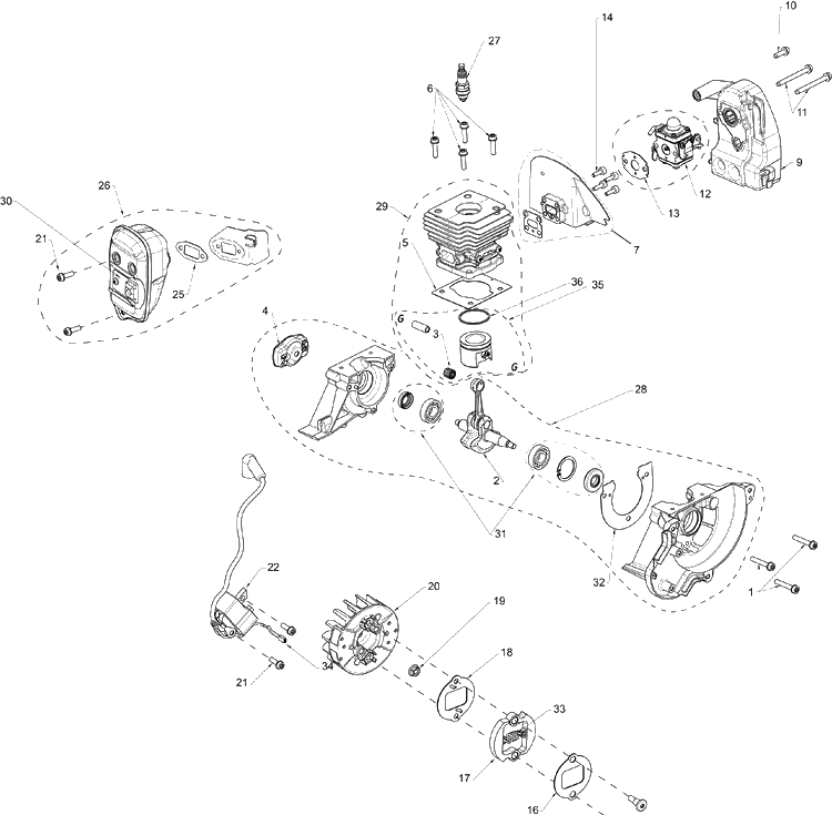Engine Diagram and Parts List for  Husqvarna Edger