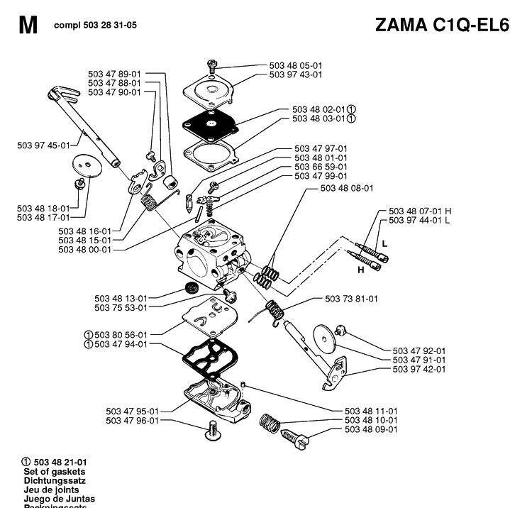 Carburetor Details 3 Diagram and Parts List for 19982300001-20001900000 Husqvarna Chainsaw