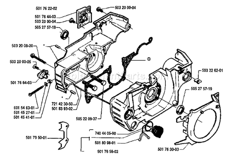 Page E Diagram and Parts List for 1990-01 Husqvarna Chainsaw