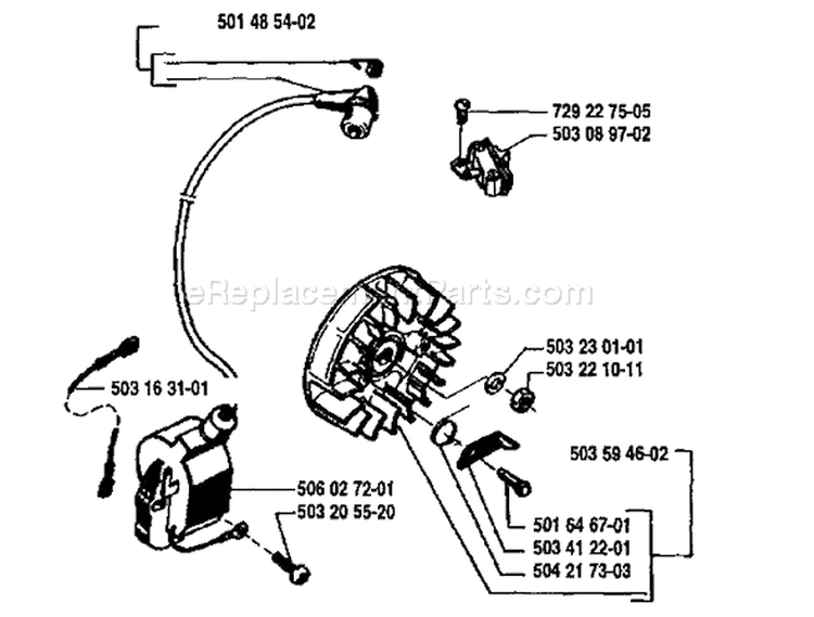Page F Diagram and Parts List for 1990-01 Husqvarna Chainsaw