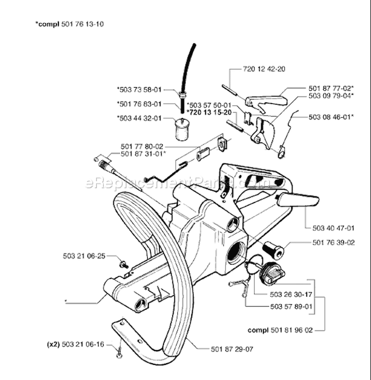 Page E Diagram and Parts List for 55 Rancher EPA 2000-05 Husqvarna Chainsaw