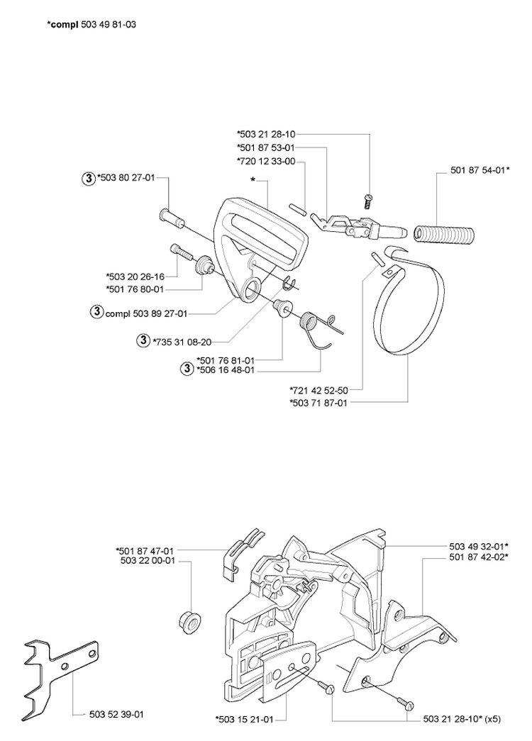 Page C Diagram and Parts List for 55 Rancher 2007-02 Husqvarna Chainsaw