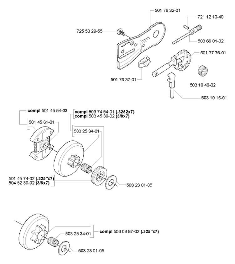Page D Diagram and Parts List for 55 Rancher 2007-02 Husqvarna Chainsaw