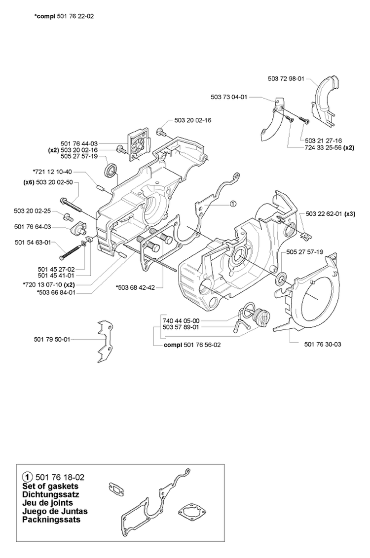 Page E Diagram and Parts List for 55 Rancher 2007-02 Husqvarna Chainsaw