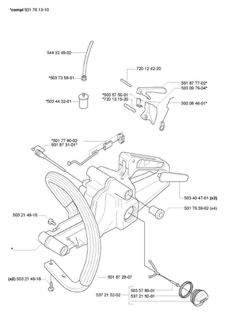 Page F Diagram and Parts List for 55 Rancher 2007-02 Husqvarna Chainsaw