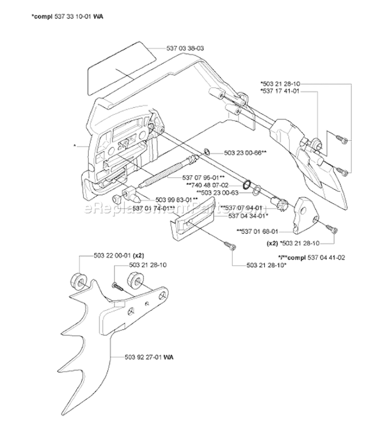 Page D Diagram and Parts List for 2005-04 Husqvarna Chainsaw