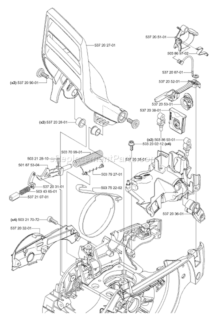 Page E Diagram and Parts List for 2005-04 Husqvarna Chainsaw