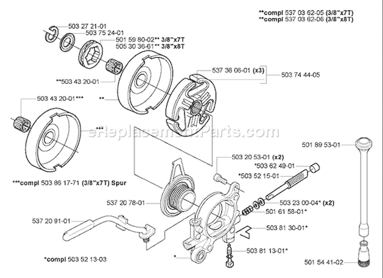Page F Diagram and Parts List for 2005-04 Husqvarna Chainsaw
