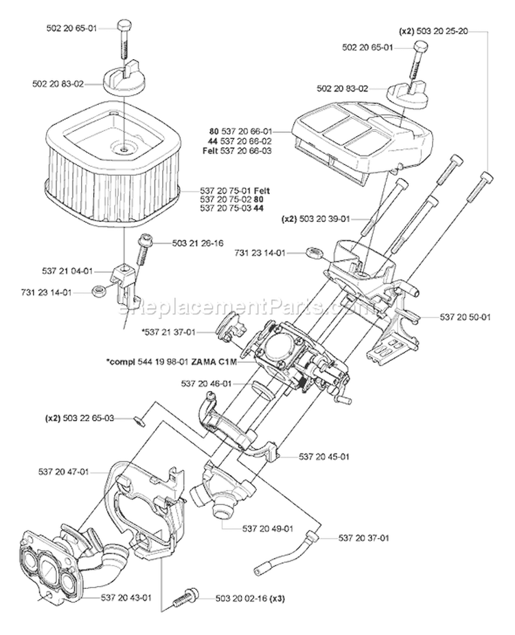 Page A Diagram and Parts List for 570 XP 2007-01 Husqvarna Chainsaw