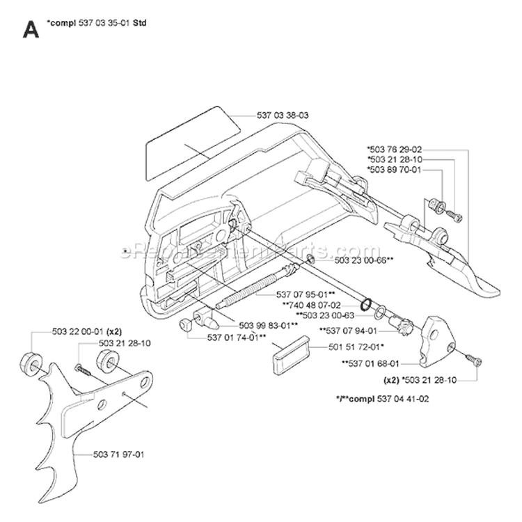 Page P Diagram and Parts List for 570 XP 2007-01 Husqvarna Chainsaw
