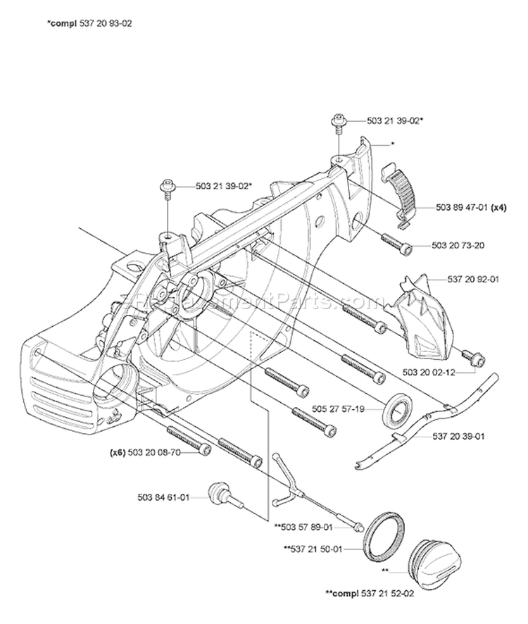 Page F Diagram and Parts List for 570 XP 2007-01 Husqvarna Chainsaw