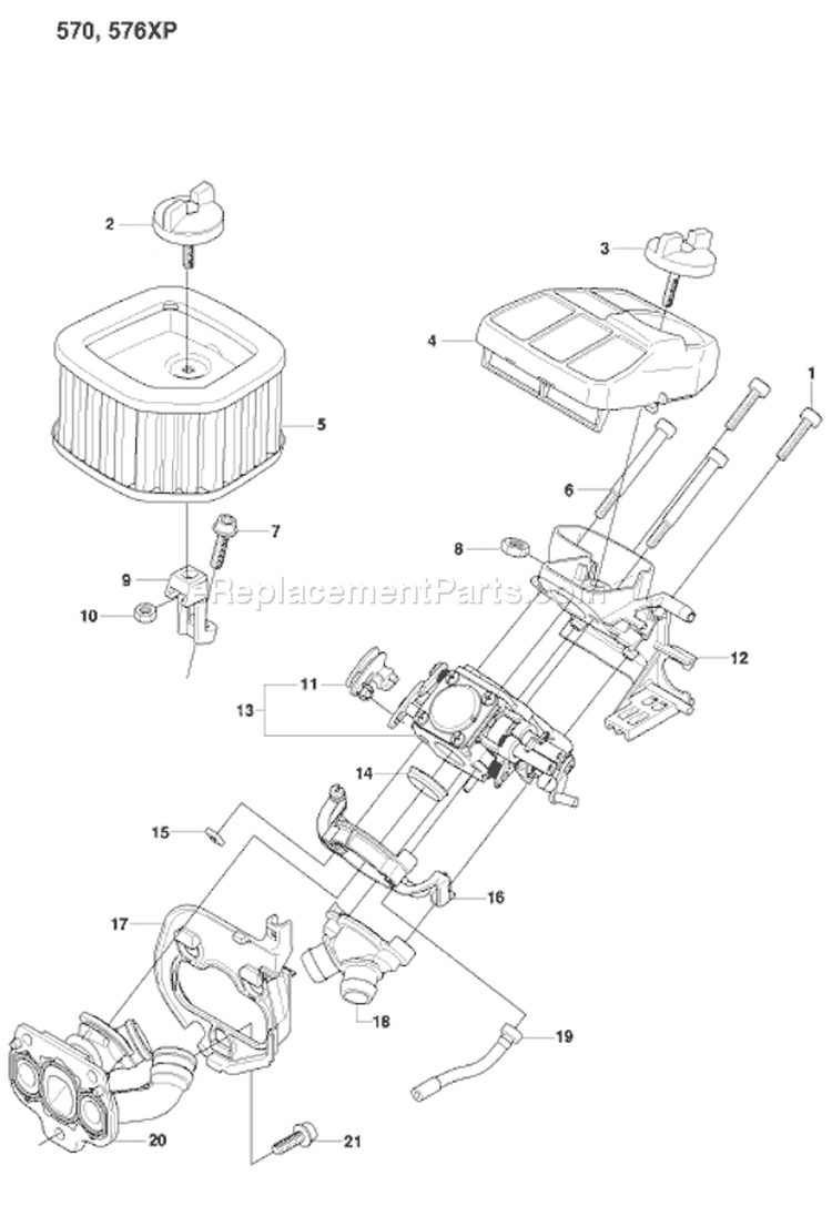 Page A Diagram and Parts List for 570 EPA 2008-08 Husqvarna Chainsaw