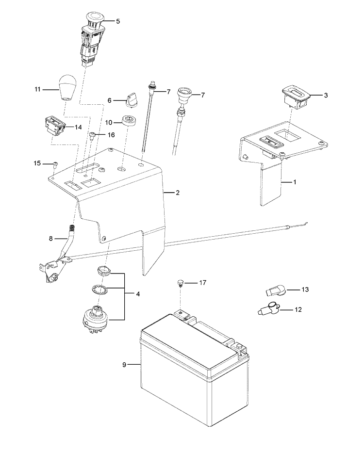Console Diagram and Parts List for  Husqvarna Lawn Mower