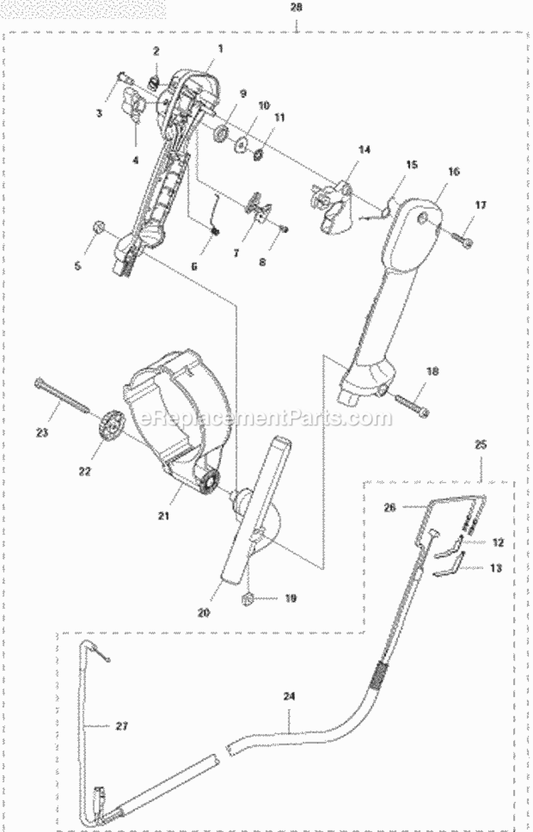 Throttle Controls Diagram and Parts List for 2011-05 Husqvarna Leaf Blower / Vacuum