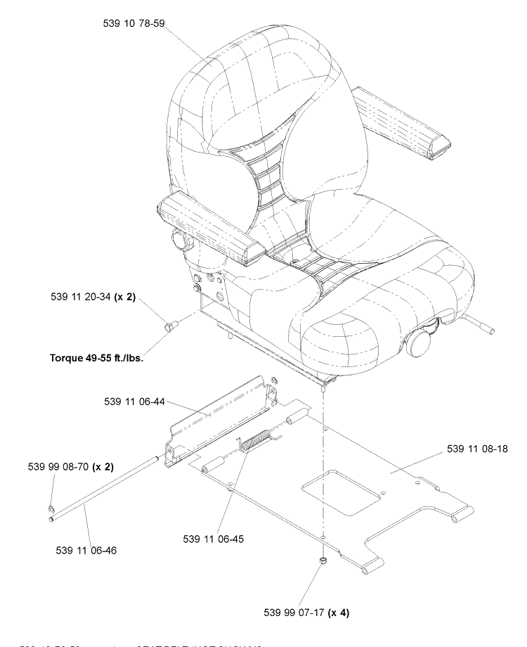 Seat Assembly Diagram and Parts List for IZ5225TSPKOA 2006-02 Husqvarna Lawn Mower