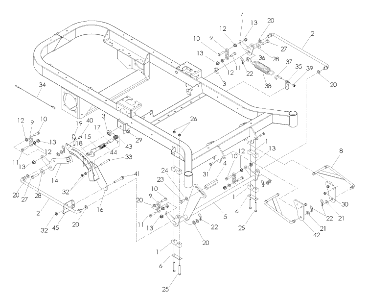 Mower Lift / Deck Lift Diagram and Parts List for (968999717)(2007-11) Husqvarna Lawn Mower