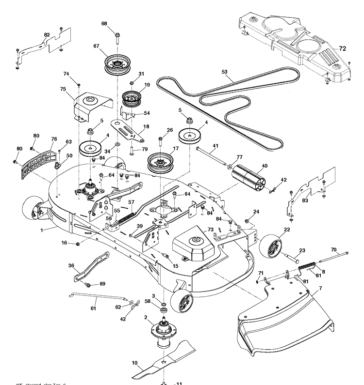 Mower Deck / Cutting Deck Diagram and Parts List for  Husqvarna Lawn Tractor