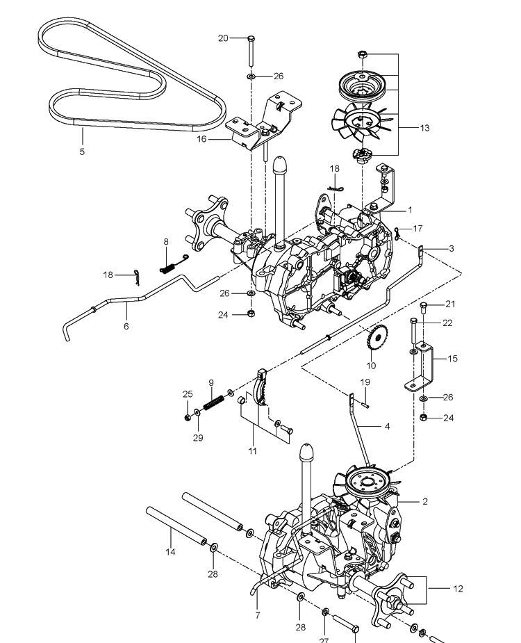 Hydraulic Pump - Motor Diagram and Parts List for  Husqvarna Lawn Mower
