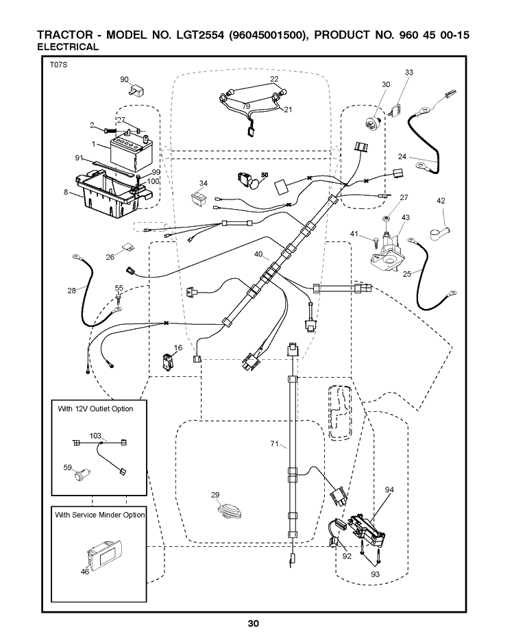 Electrical Diagram and Parts List for 2009-01 Husqvarna Lawn Tractor