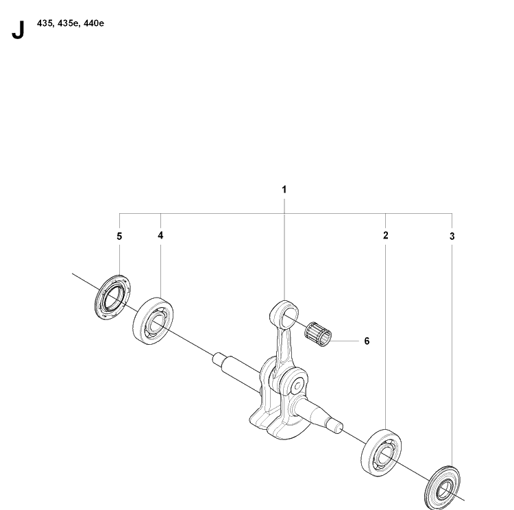 Crankshaft Diagram and Parts List for 20081800001-20090400000 Husqvarna Chainsaw