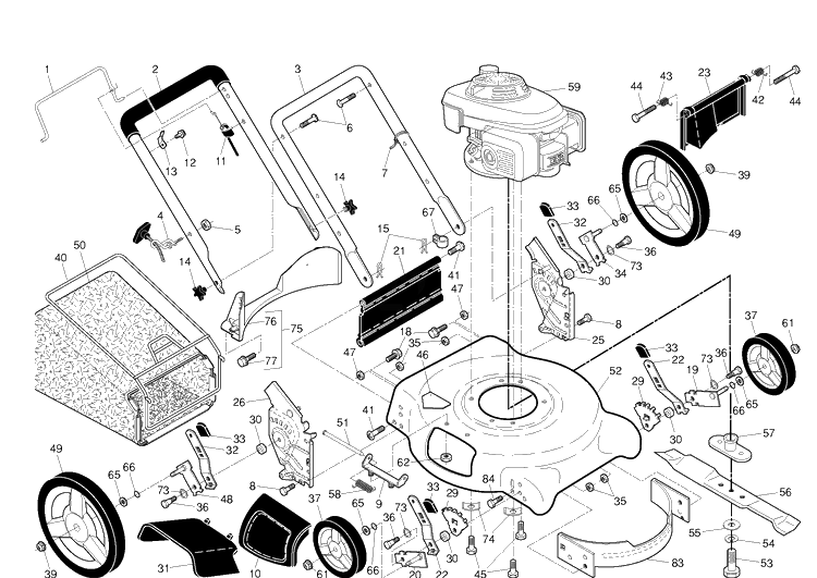 Product Complete Diagram and Parts List for (917384514)(2011-02) Husqvarna Lawn Mower