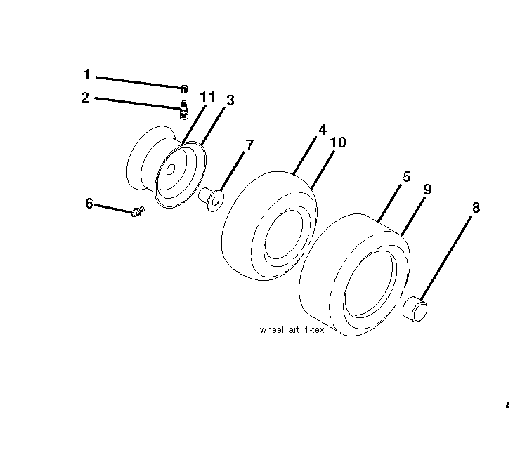 Wheels And Tires Diagram and Parts List for (96043012301)(2011-08) Husqvarna Lawn Tractor