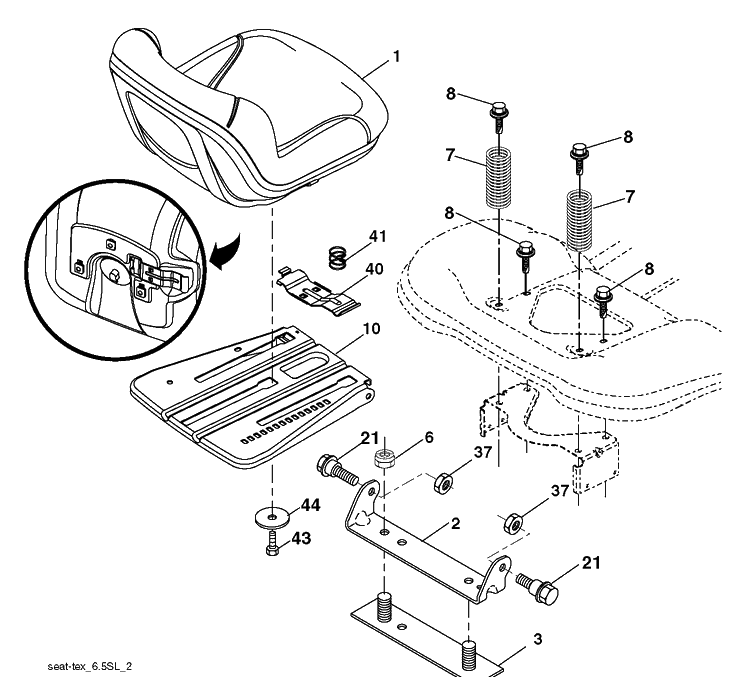 Seat Diagram and Parts List for YTH24K48 (96045003500)(2011-08) Husqvarna Lawn Tractor