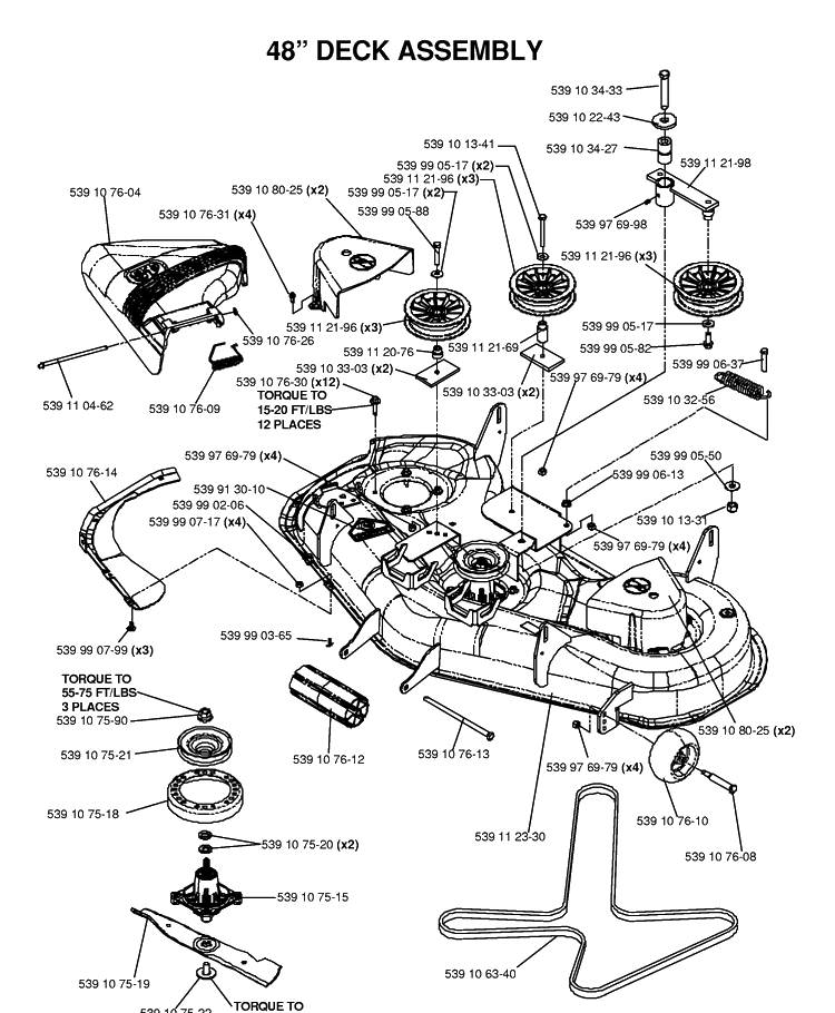 48 Inch/122cm Cutting Deck Diagram and Parts List for (968999374)(2006-02) Husqvarna Lawn Mower