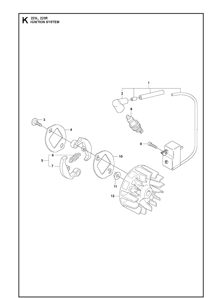 Ignition System Diagram and Parts List for 20060100001-Current Husqvarna Brush Cutter