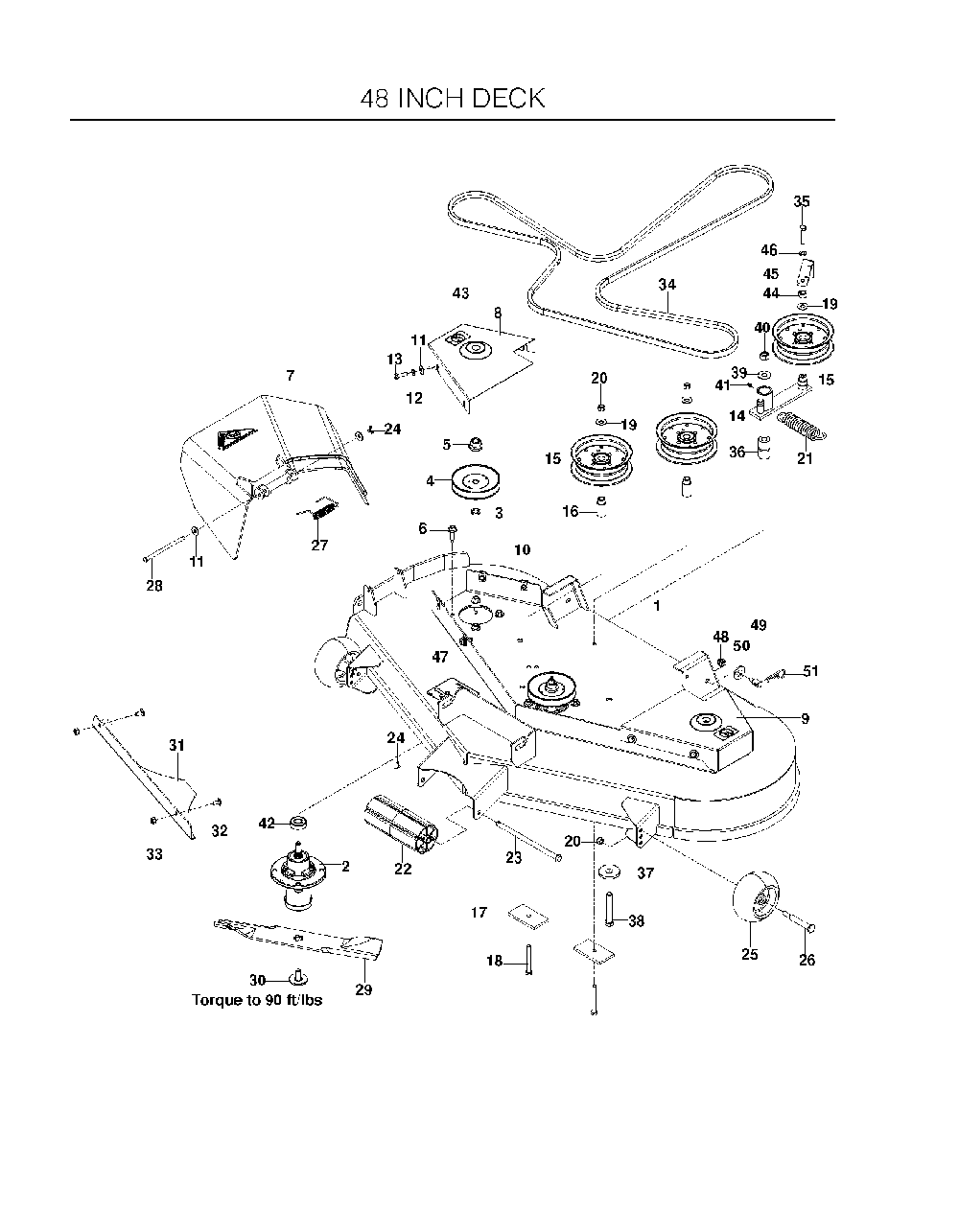 Mower Deck / Cutting Deck Diagram and Parts List for 2009-09 Husqvarna Lawn Tractor