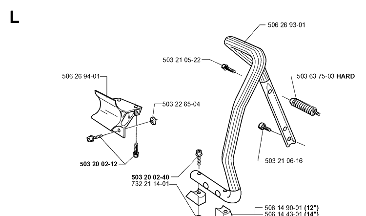 Handle Diagram and Parts List for 1999-04 Husqvarna Lawn Tractor Accessories