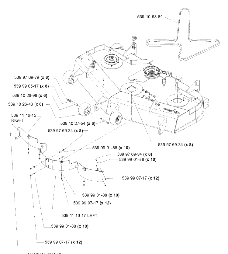 Deck Assembly (52 Inch) (Part 2) Diagram and Parts List for IZ5223 (968999257)(2005-03) Husqvarna Lawn Mower