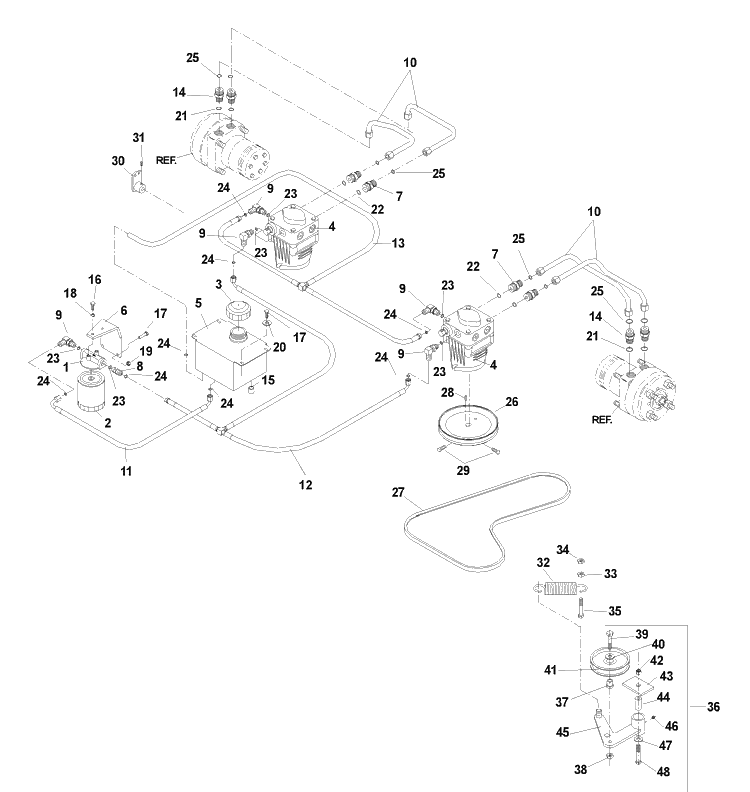Hydraulic Assembly (Tf) Diagram and Parts List for IZ4817KAA (968999231) (033600000 and Up)(2004-09) Husqvarna Lawn Mower