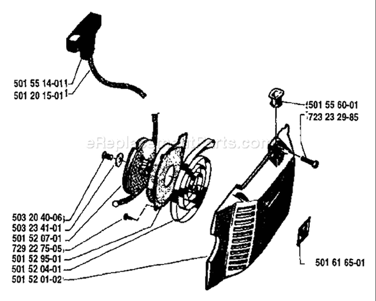 Page J Diagram and Parts List for 1983-09 Husqvarna Chainsaw