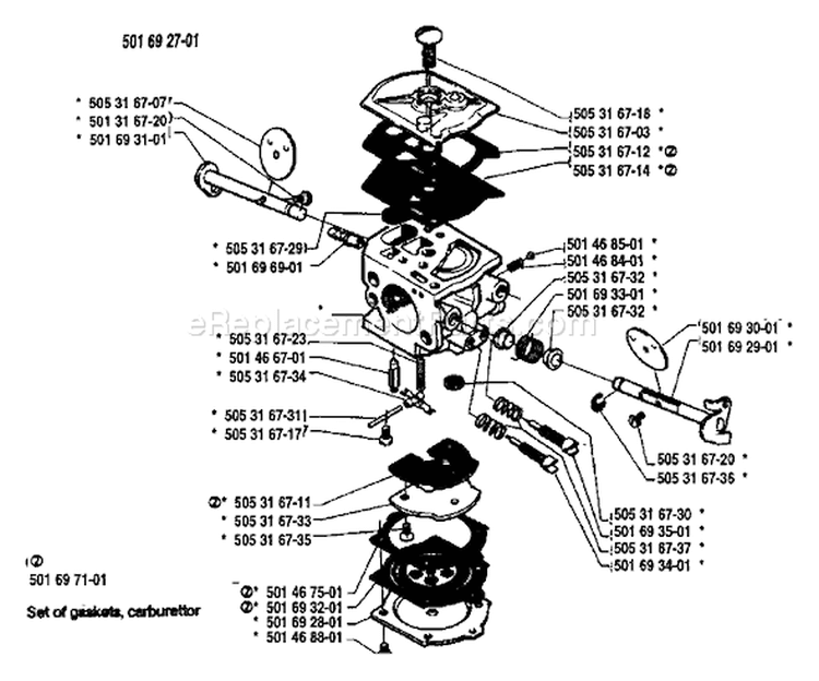 Page C Diagram and Parts List for 1983-09 Husqvarna Chainsaw
