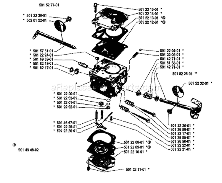 Page B Diagram and Parts List for 1985-06 Husqvarna Chainsaw