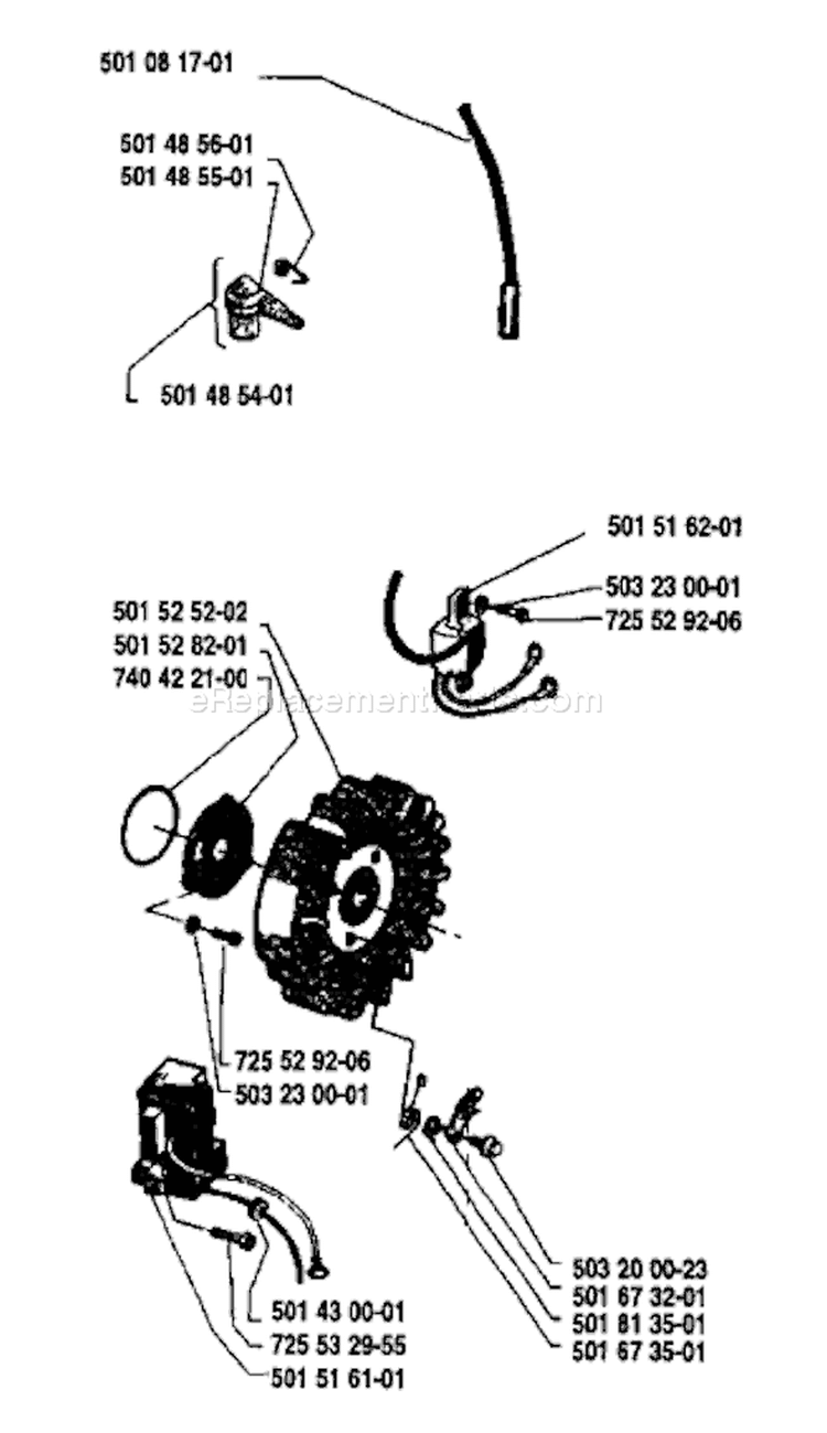 Page E Diagram and Parts List for 1985-06 Husqvarna Chainsaw