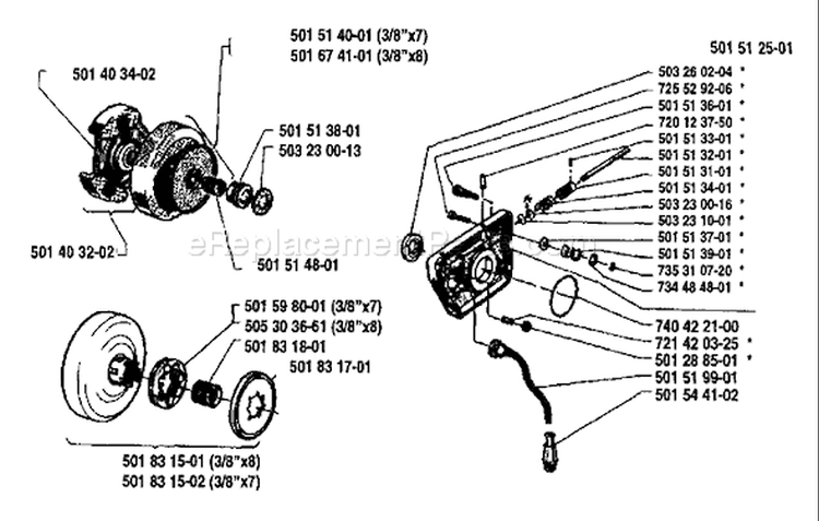 Page G Diagram and Parts List for 1985-06 Husqvarna Chainsaw